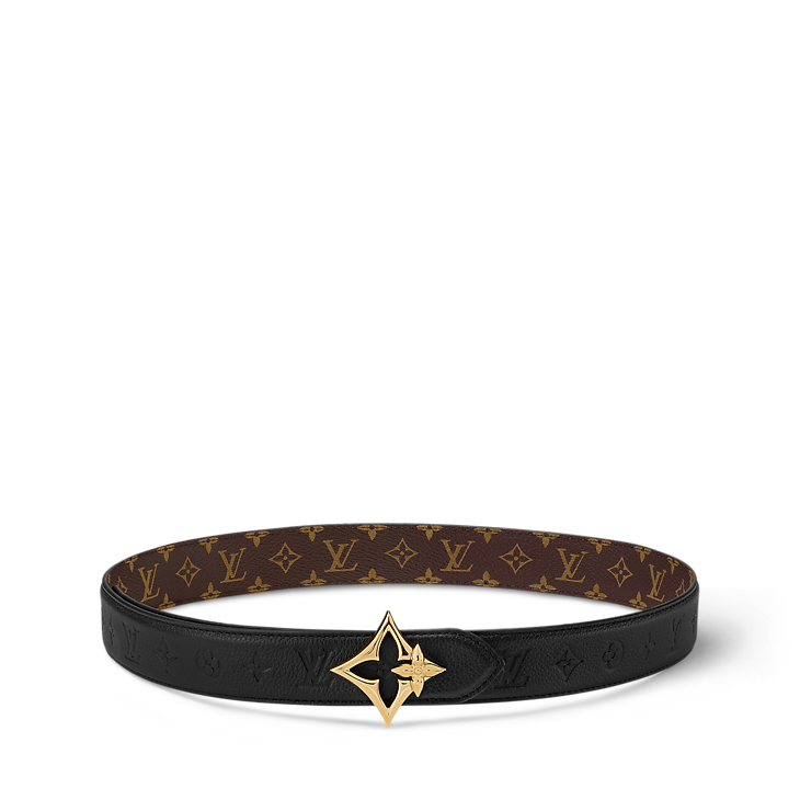 LV Flowergram 20mm Reversible Belt Brown Calfskin